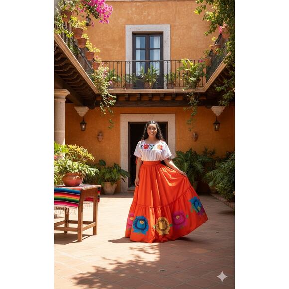 Mexican Black teared skirt only Day of the dead 5 de Mayo single  skirt mexico - Picture 5 of 11